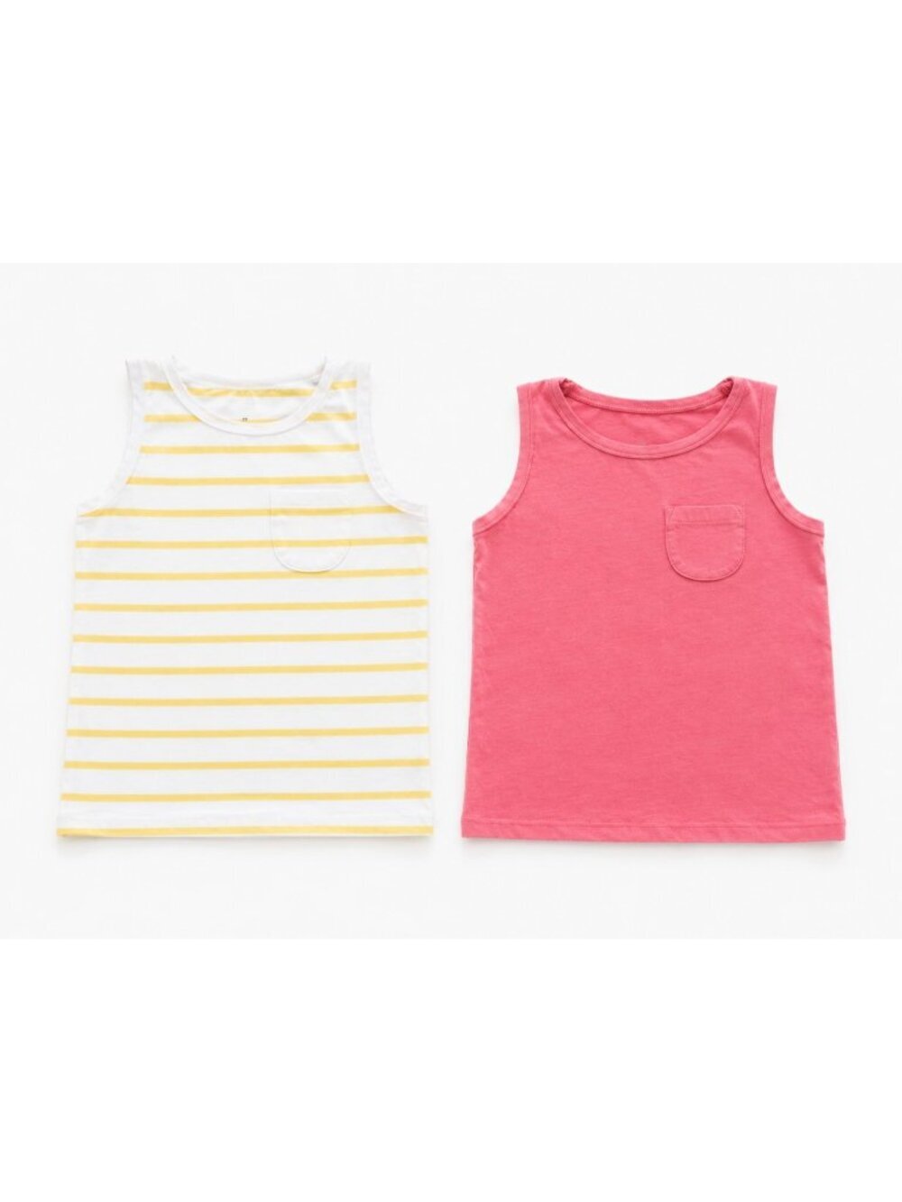 TAG Boys Summer Tank Top Bundle Size 3T Coral Pink & Striped Yellow White Beach